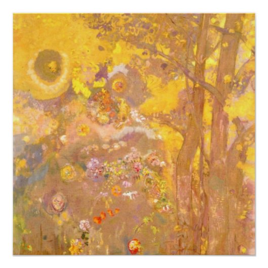 Odilon Redon - Boom op gele achtergrond Perfect Poster (Voorkant)