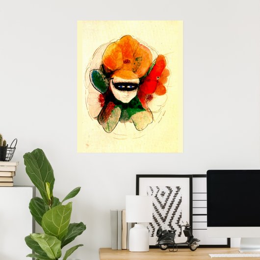 Odilon Redon - De gemaskerde Anemone, abstracte ku Poster (Thuiskantoor)