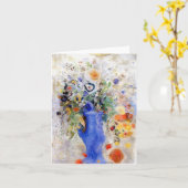 Odilon Redon - Groot boeket in pastelblauwe vaas Kaart (Gele Bloem)