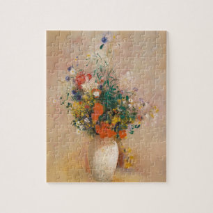 Odilon Redon: Vase van Bloemen (Roze Achtergrond) Legpuzzel