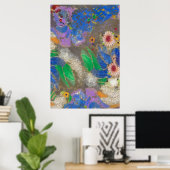 Odilon Redon's abstracte bloemenachtergrond.LGE Poster (Thuiskantoor)