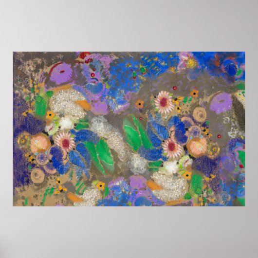 Odilon Redon's abstracte bloemenachtergrond. Poster (Voorkant)