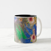 Odilon Redon's abstracte bloemenachtergrond. Tweekleurige Koffiemok (Voorkant rechts)