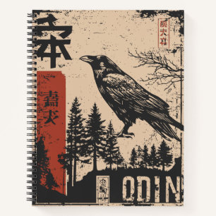 Odin en zijn raaf Ukiyo-e Print Notitieboek