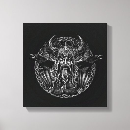 Odin en zijn ravens Huginn en Muninn Canvas Afdruk (Voorkant)