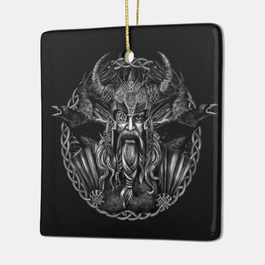 Odin en zijn ravens Huginn en Muninn Keramisch Ornament (Links)