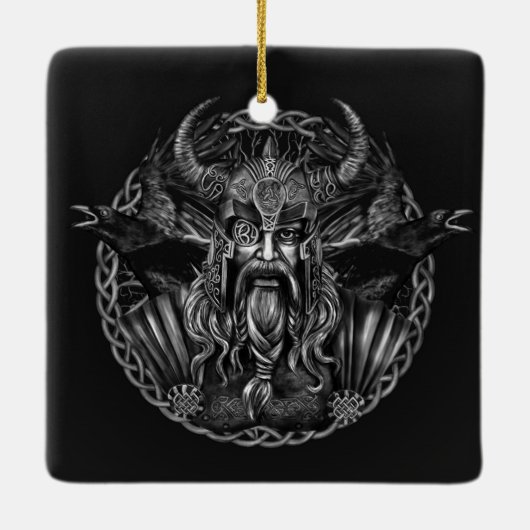 Odin en zijn ravens Huginn en Muninn Keramisch Ornament (Achterkant)