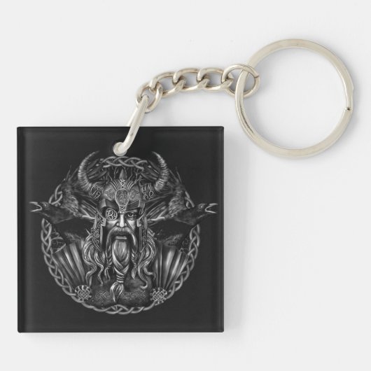 Odin en zijn ravens Huginn en Muninn Sleutelhanger (Achterkant)