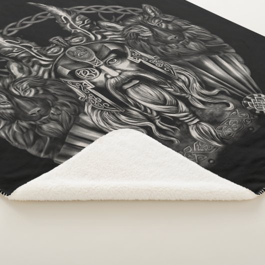 Odin en zijn wolven Geri en Freki Sherpa Deken (3/4)