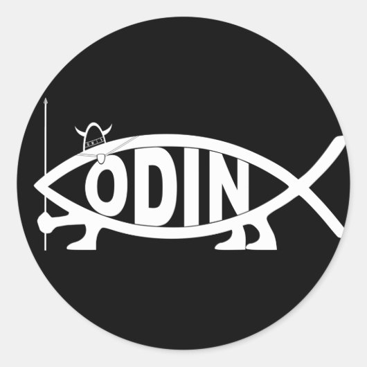 Odin Fish Ronde Sticker (Voorkant)
