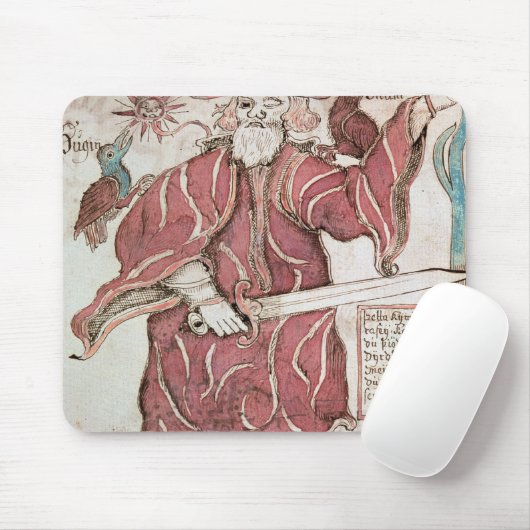 Odin, met zijn twee kraaien, Hugin en Munin Muismat (Met muis)