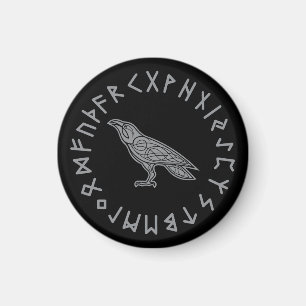 Odin Raaf Kraai Viking Mythologie runen runisch Magneet