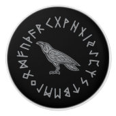 Odin Raven Crow Viking Mythology runic Keramische Knop (Voorkant)