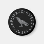 Odin Raven Crow Viking Mythology runic Magneet (Voorkant)