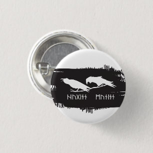 Odin Raven Crow Viking Mythology runic Ronde Button 3,2 Cm
