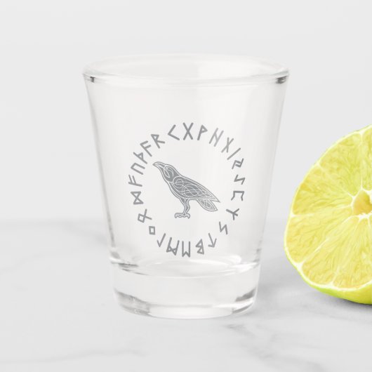 Odin Raven Crow Viking Mythology runic Shot Glas (Voorkant)
