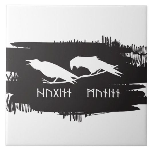 Odin Raven Crow Viking Mythology runic Tegeltje (Voorkant)
