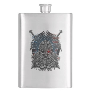 Odin raven en zwaarden Viking Mythologie USA vlag Flacon