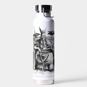 Odin-raven op stenen troon Viking-mythologie steen Waterfles