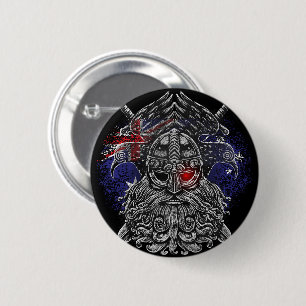 Odin raven zwaarden Viking Mythologie Australische Ronde Button 5,7 Cm