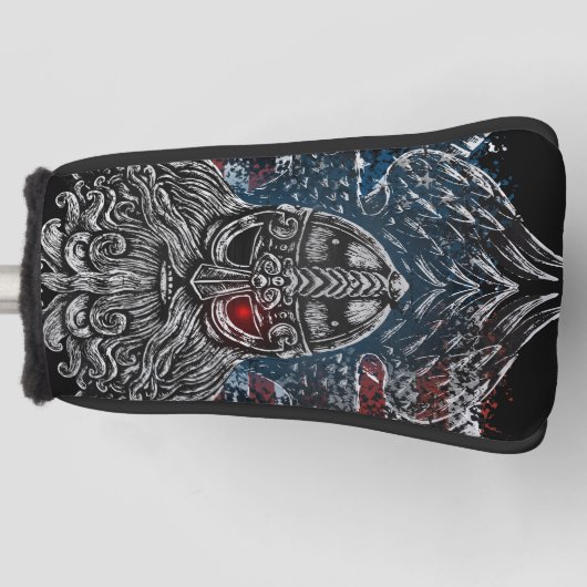 Odin ravens en swords Viking Mythology USA vlag Golfheadcover (Voorkant)