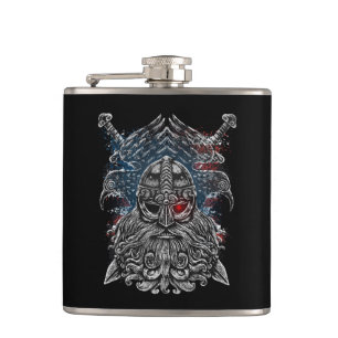 Odin ravens en swords Viking Mythology USA vlag Heupfles