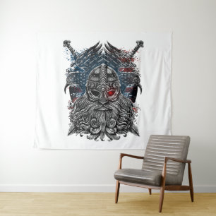 Odin ravens en swords Viking Mythology USA vlag Wandkleed