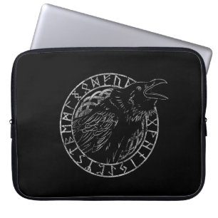 Odin Ravens Huginn Muninn Viking Runische Cirkel Laptop Sleeve