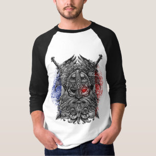 Odin ravens swords Viking Mythology France vlag T-shirt
