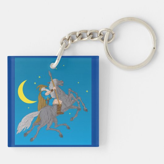 Odin Riding Sleipnir Noorse mythologie Viking God Sleutelhanger (Achterkant)
