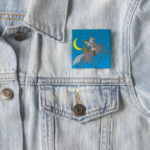 Odin Riding Sleipnir Noorse mythologie Viking God Vierkante Button 5,1 Cm