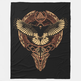 Odin's Eagle Hawk en Valknut Fleece Blanket
