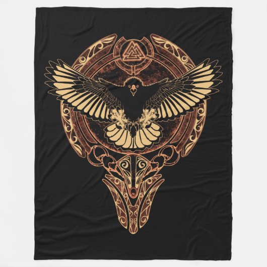 Odin's Eagle Hawk en Valknut Fleece Blanket Deken (Voorkant)