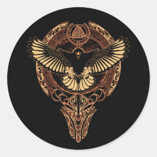 Odin's Eagle Hawk en Valknut Ronde Sticker