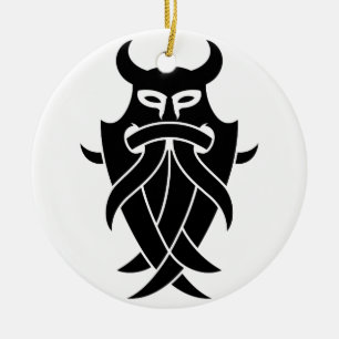 Odin's Mask Tribal (zwart) Keramisch Ornament