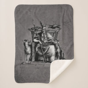Odins raven op zijn stenen troon Viking mythologie Sherpa Deken