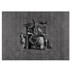 Odins raven op zijn stenen troon viking mythologie snijplank