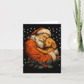 Odle Dog And Santa Claus Winter Season Christmas A Kaart (Voorkant)