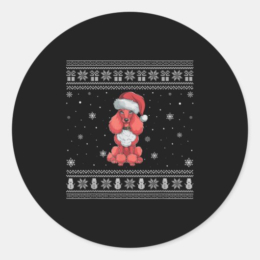 Odle Dog Lovers Men Women Santa Ugly Xmas Sweater Ronde Sticker (Voorkant)