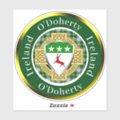 O'Doherty Irish Shield/Celtic Cross Personalized Sticker (Vel)