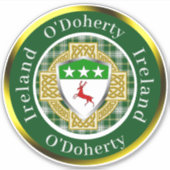O'Doherty Irish Shield/Celtic Cross Personalized Sticker (Voorkant)