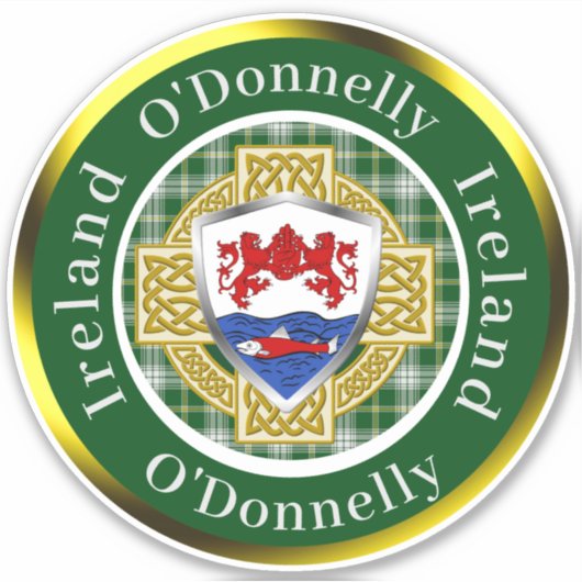 O'Donnelly Irish Shield/Celtic Cross Personalized Sticker (Voorkant)