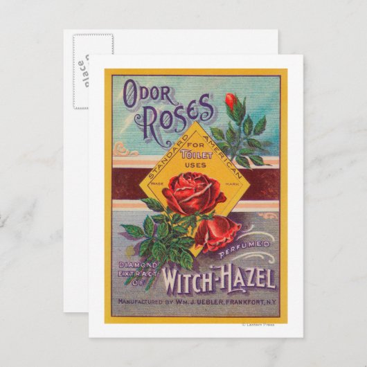 Odor Rozen Witch-Hazel LabelFrankfort, NY Briefkaart (Voorkant / Achterkant)