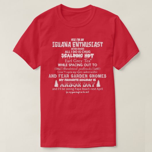 Odst-specifiek gerichte Iguana Enthusiast T-shirt (Design voorkant)