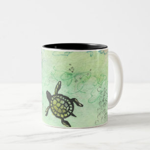 Odyssey Schildpad op een koffiemok Tweekleurige Koffiemok