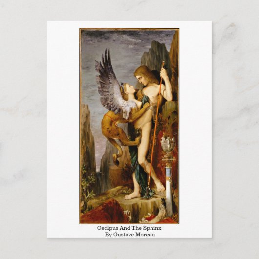 Oedipus en de sfinx van Gustave Moreau Briefkaart (Voorkant)