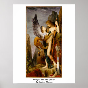 Oedipus en de sfinx van Gustave Moreau Poster