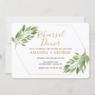 Oefen diner elegant groen en goud kaart