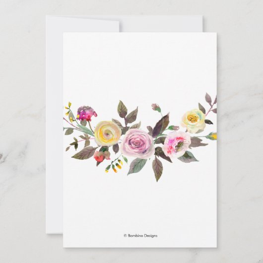 Oefenavondmaal Pastel Waterverf Bloemen Aankondiging (Achterkant)