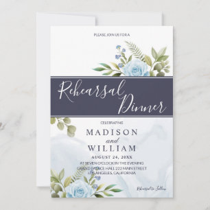 Oefendiner Elegante Blauwe Rozen Oefening Kaart